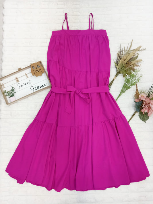 Spaghetti-Strap Tiered Flare Maxi Dress