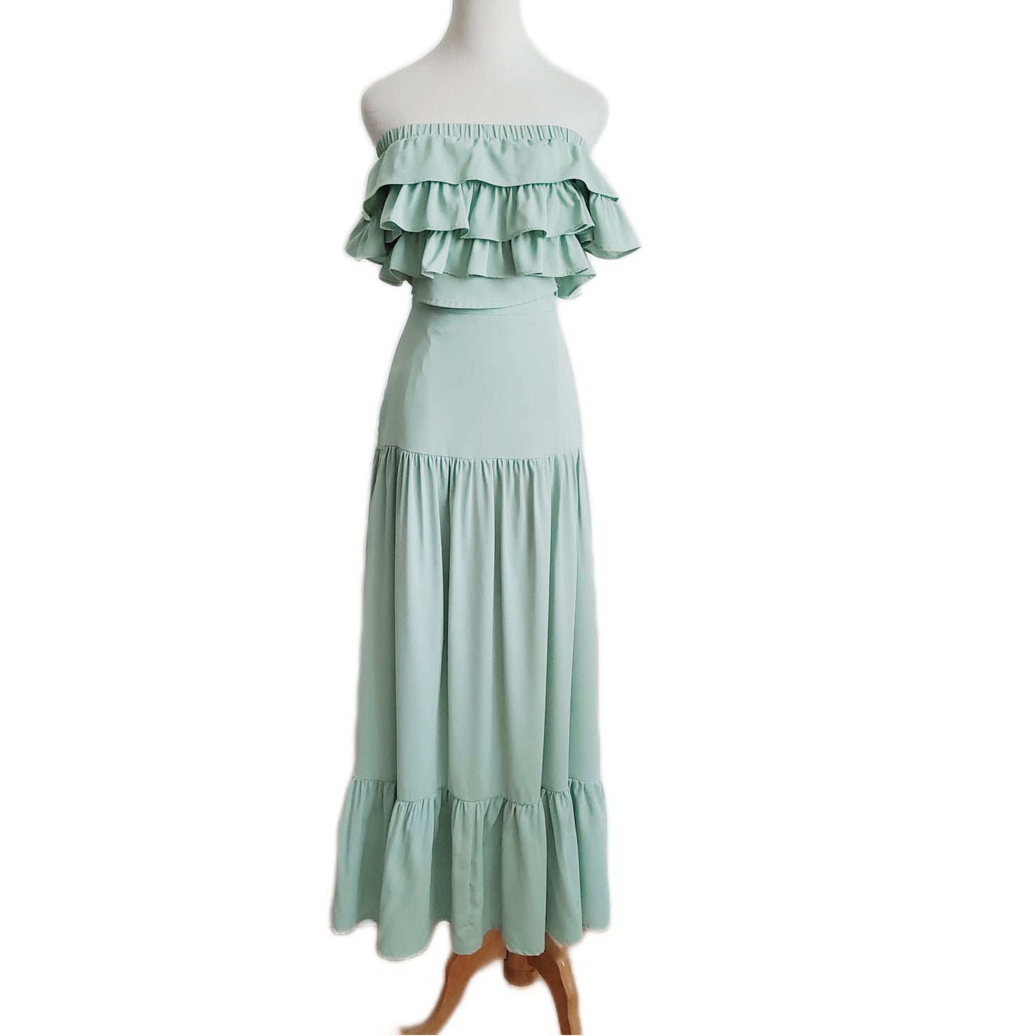 Off-Shoulder Ruffle Tiered Top & Long Skirt