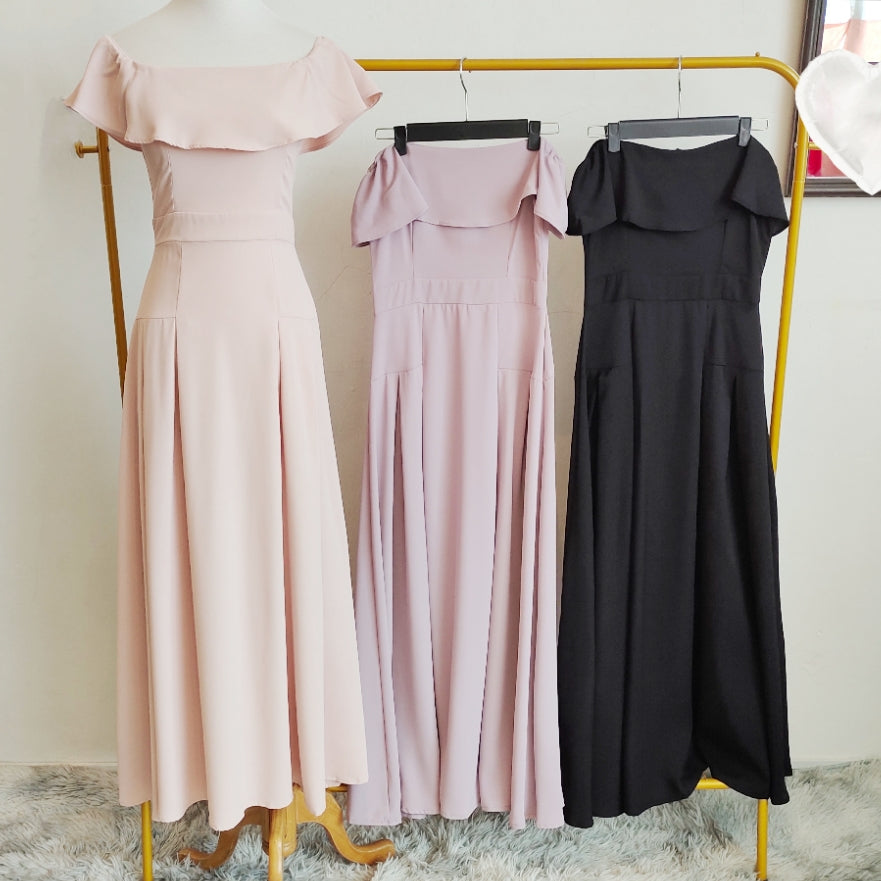 Off-Shoulder A-Line Maxi Dress