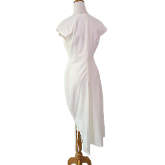 Cap-Sleeve with Drawstring Ruched Midi Dress