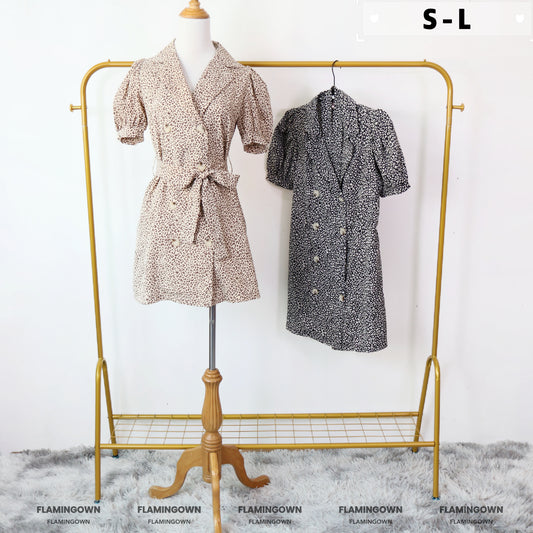 Double Breasted Leopard-Print Dress with Pockets