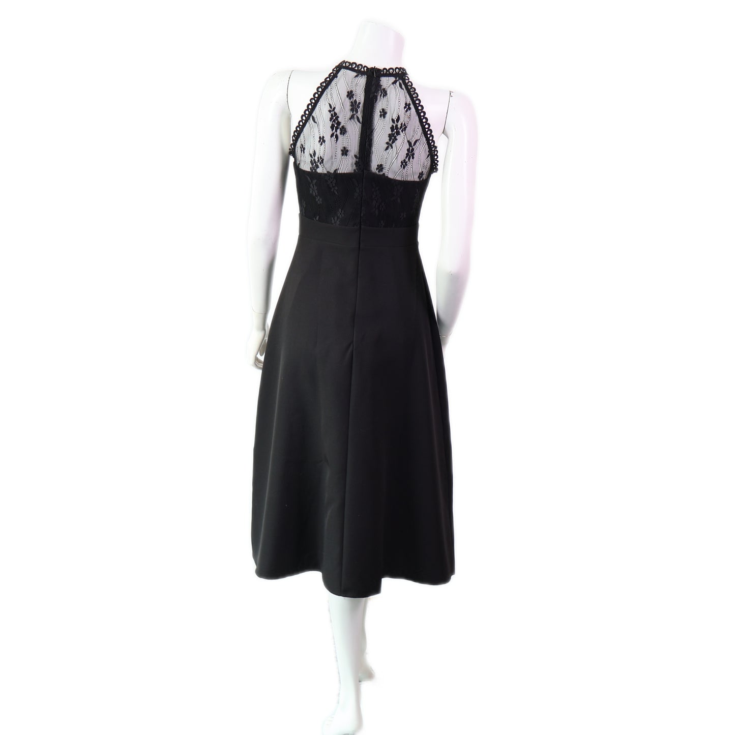 Illusion Sleeveless Round-neck with High Slit Midi Dress