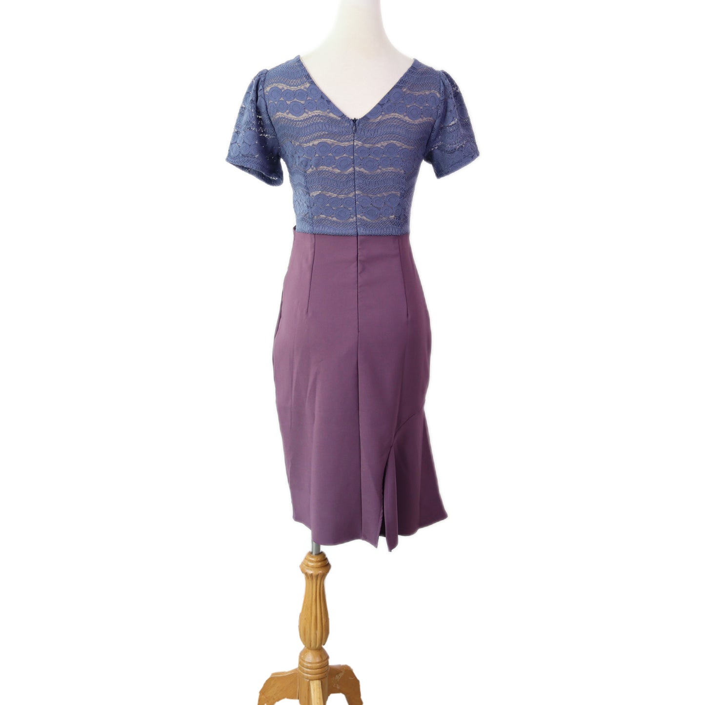 Mock Two-Piece Lace with Slits Midi Dress