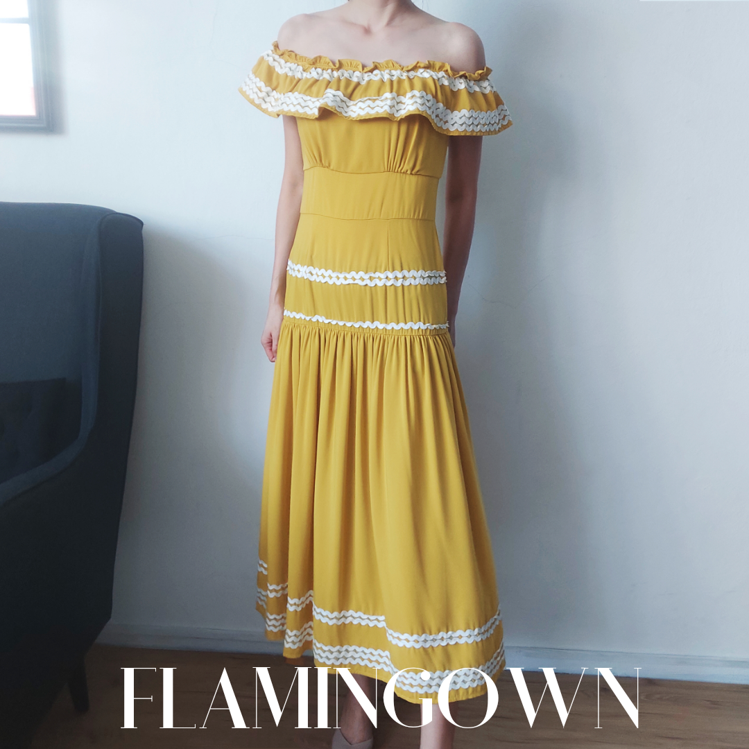 Off-Shoulder Embroidered Maxi Dress