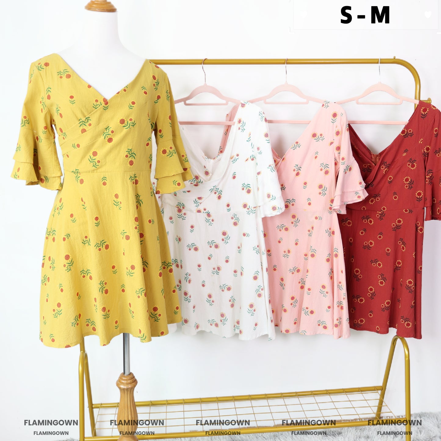 Bell-Sleeve Wrap Floral Dress