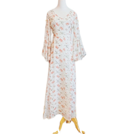 V-Neck Bell-Sleeve Floral Printed Maxi Dress