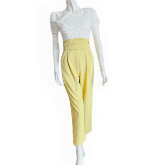 One-Shoulder Cap Sleeves with Gold Faux Pearl Jumpsuit