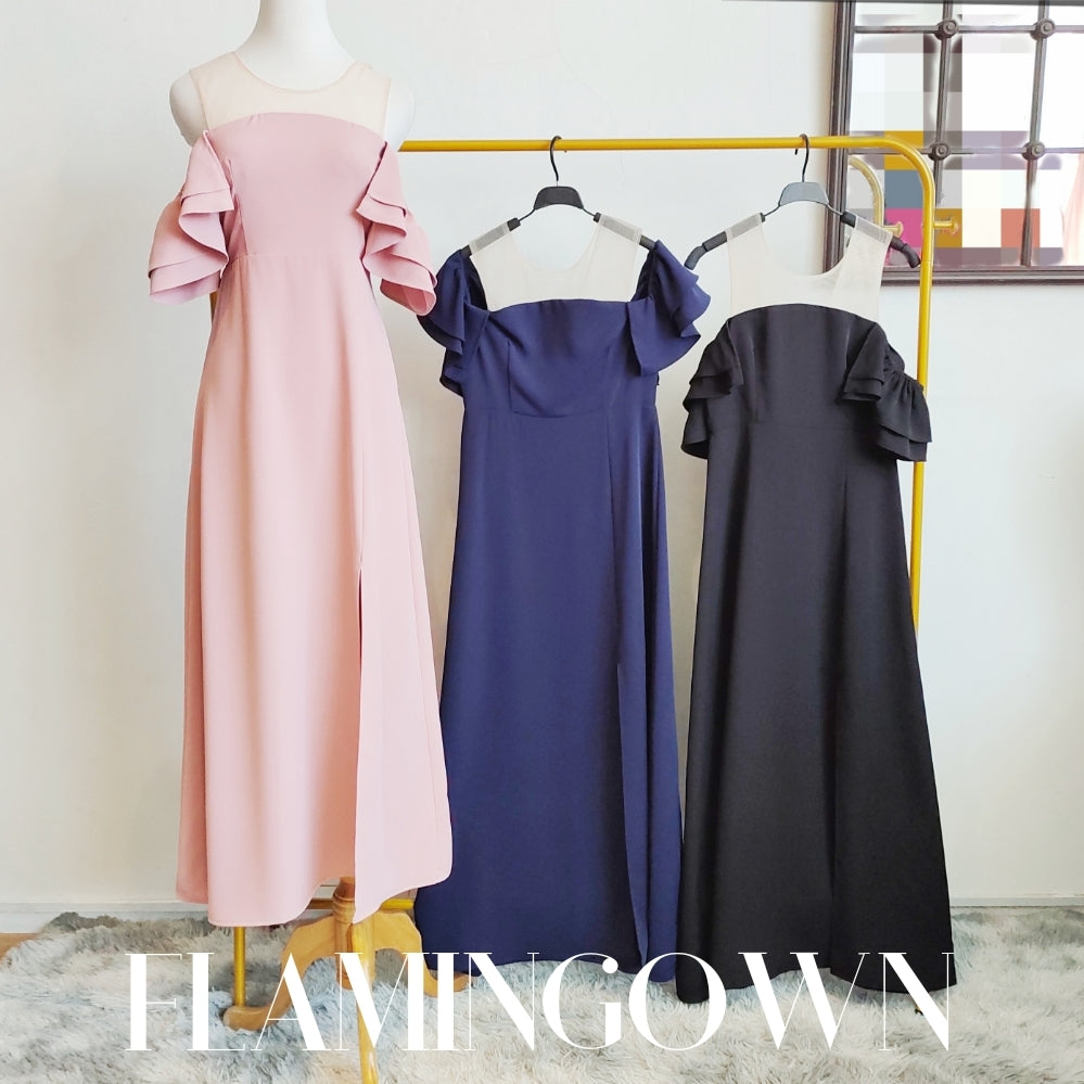 Illusion Cold-Shoulder Maxi Dress