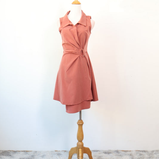 Sleeveless Collared Wrap Midi Dress