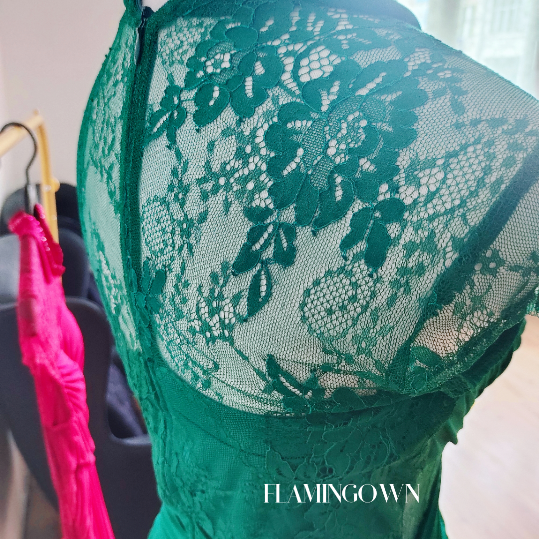 Mandarin-Collar Embellished Gown