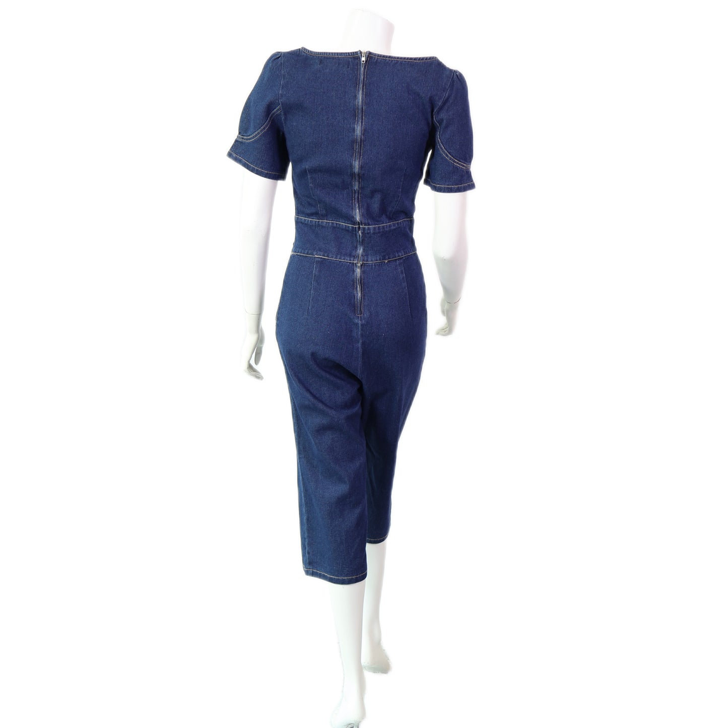 Square-Neck Denim Jumpsuit