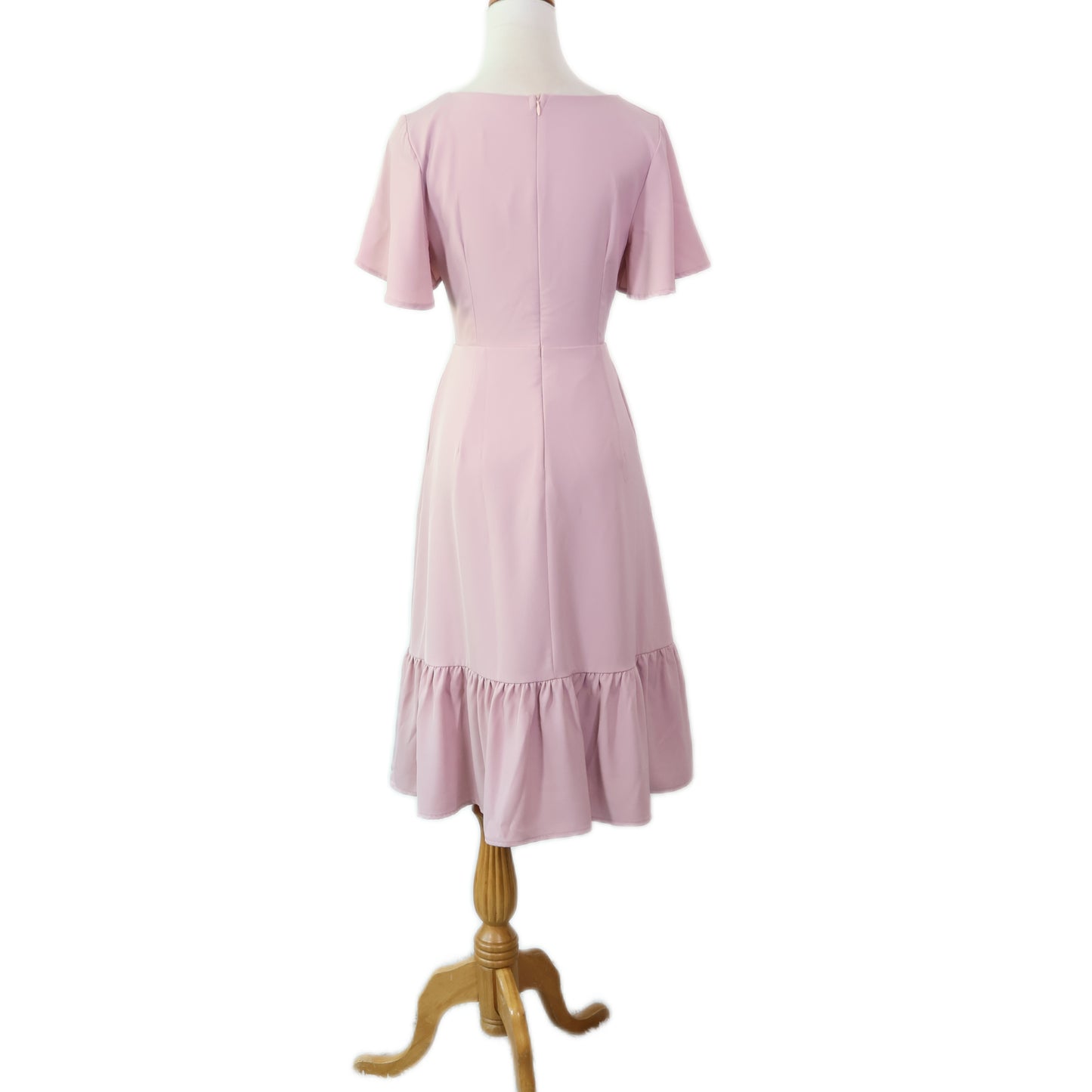 Handkerchief Sleeves Twisted Front Flare Midi Dress