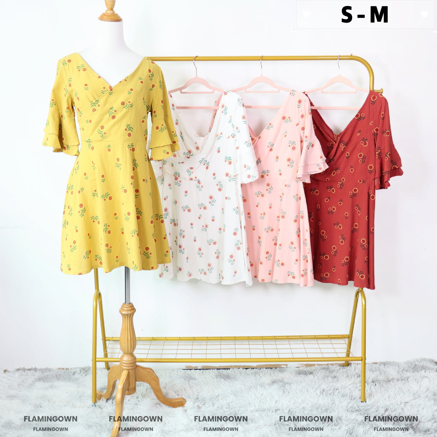 Bell-Sleeve Wrap Floral Dress