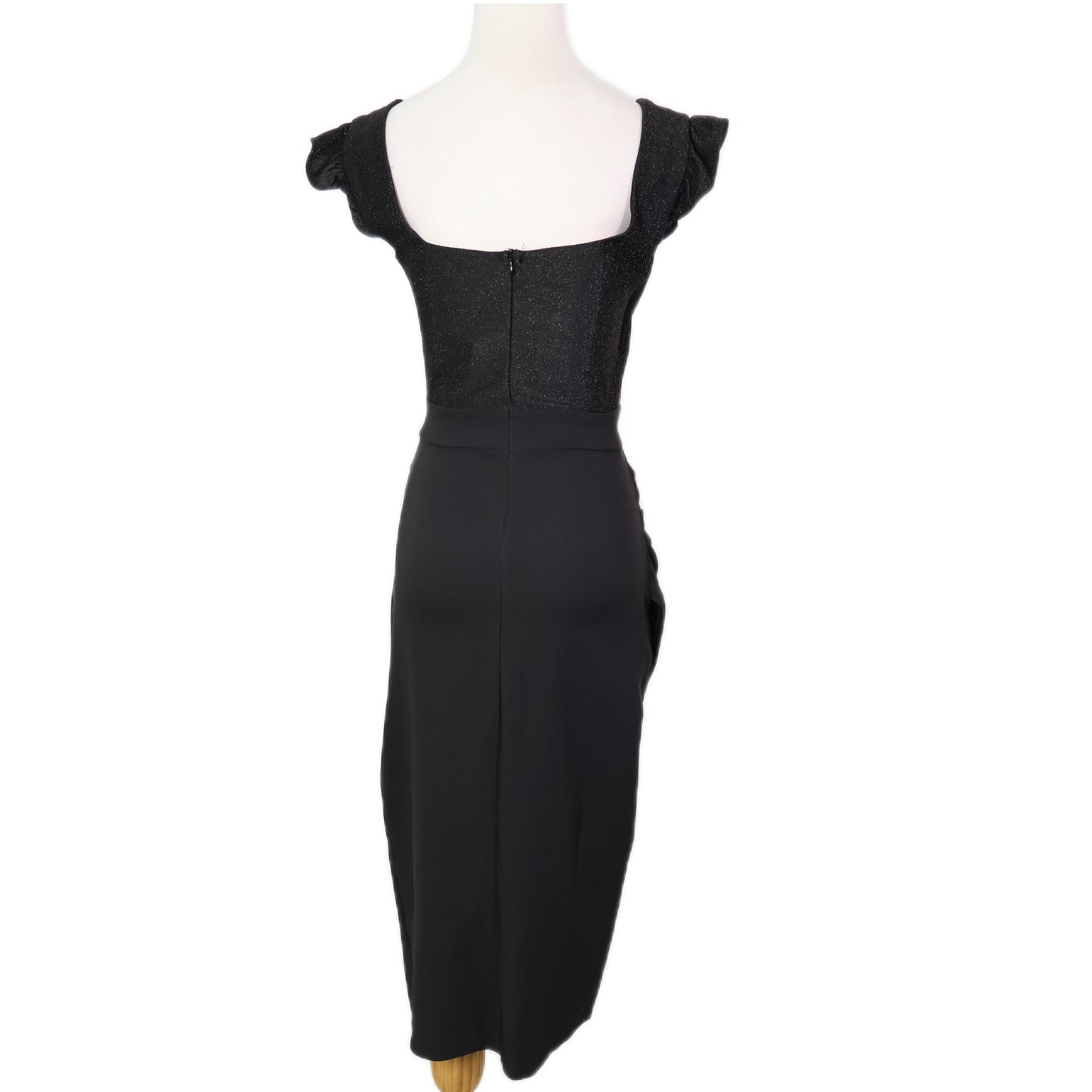 Cap-Sleeve Criss Cross Cutout Midi Dress