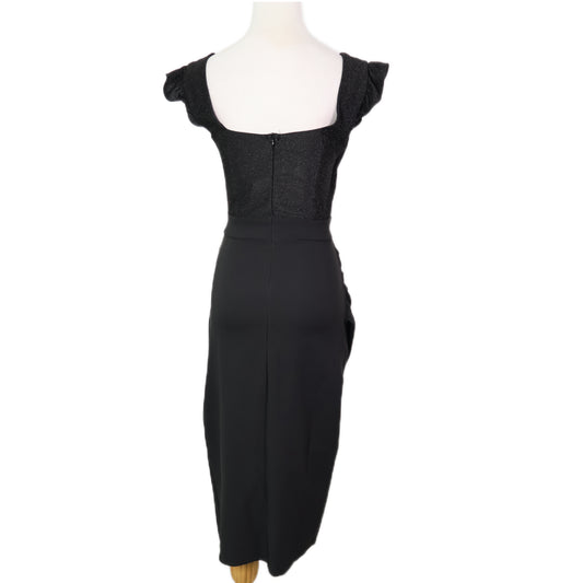 Cap-Sleeve Criss Cross Cutout Midi Dress