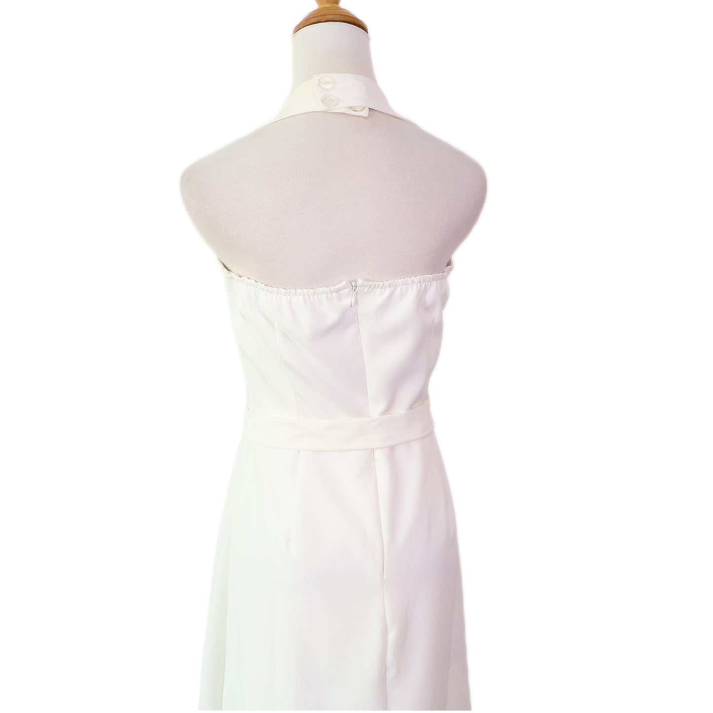 Sleeveless Halter Tie with Button Midi Dress