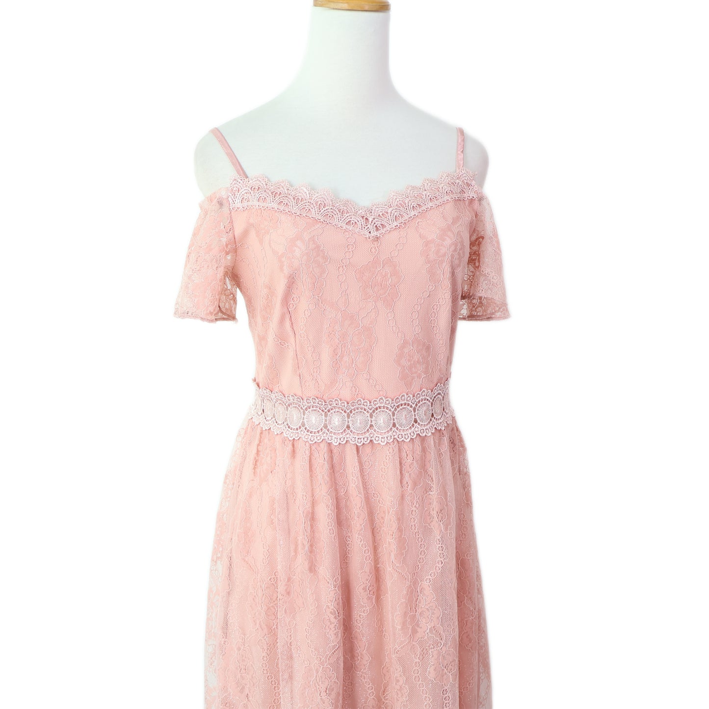 Cold Shoulder Overlay Lace Maxi Dress