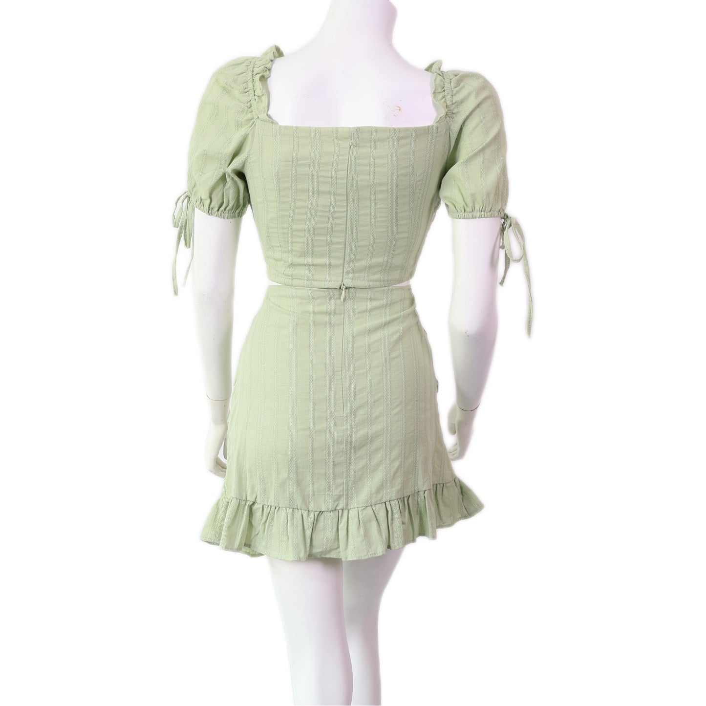 Draped V-Neck Ruched Crop Top & Ruffle Skort