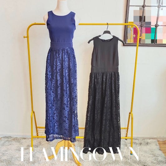 Sleeveless Floral Lace Maxi Dress