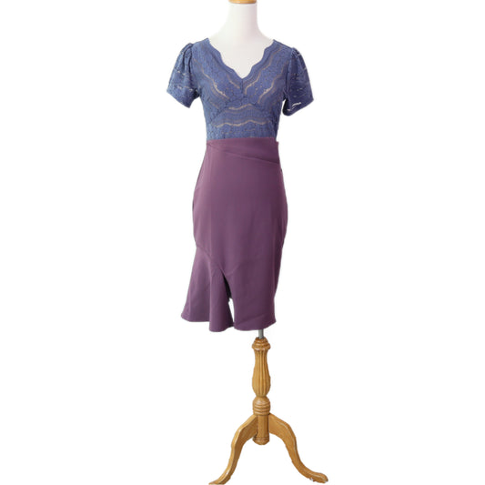 Mock Two-Piece Lace with Slits Midi Dress