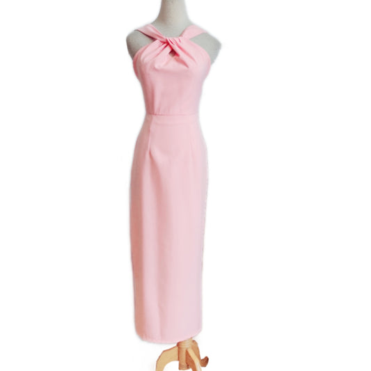 Halter Twisted Front Maxi Dress